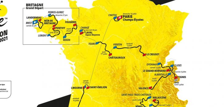 Dit is het parcours van de Tour de France 2021