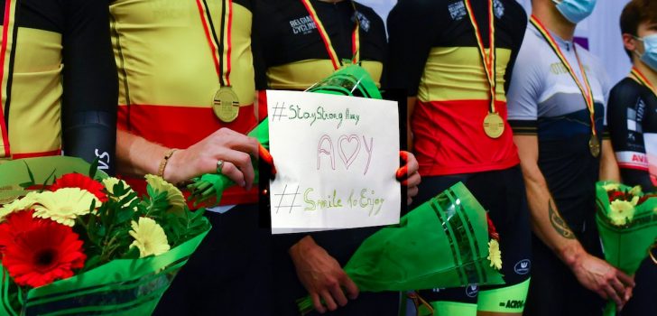 Steunmoment voor Amy Pieters tijdens Belgische pistekampioenschappen